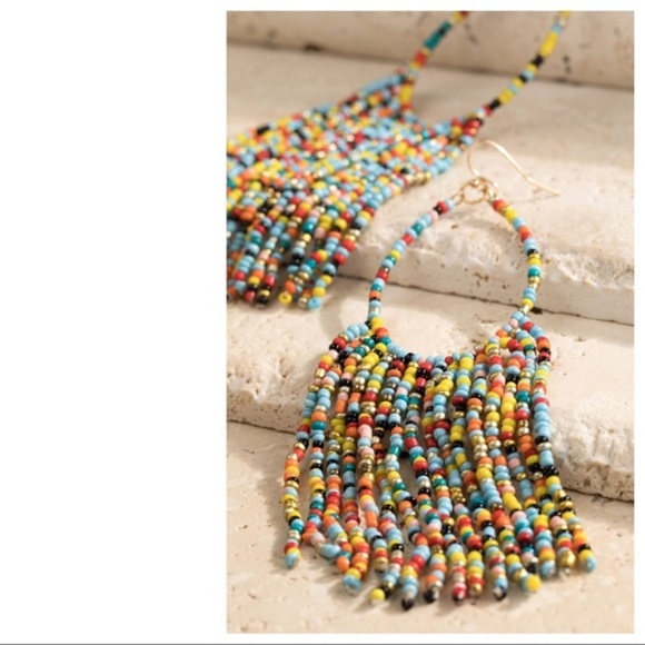 LAST PAIR! Life Of The Party Beaded Tassel Earring - Picture 2 of 4